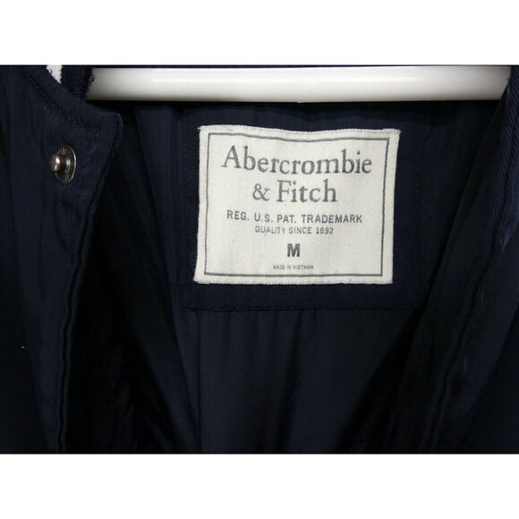 Abercrombie & Fitch Varsity Bomber Stadium jacket Men size M navy‎ blue preppy - Picture 5 of 8